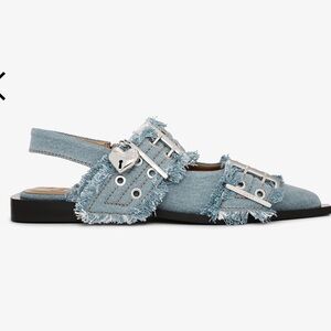 Denim Charms Feminine Buckle Ballerinas